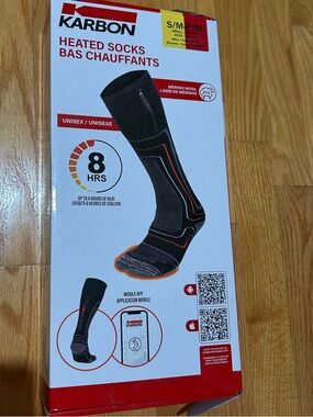 Karbon Heated Athletic Socks - Black with Orange Trim